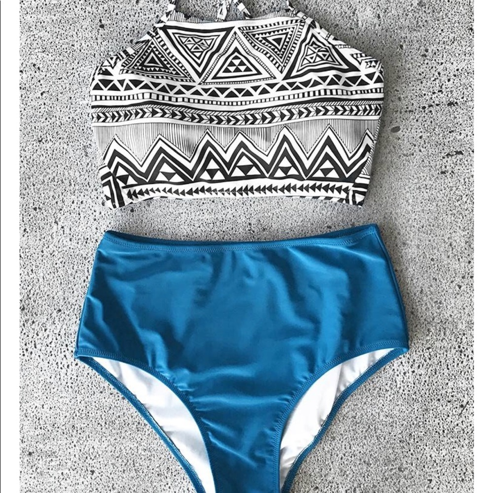 Cupshe Simple Truth Cross High Waisted Bikini Set